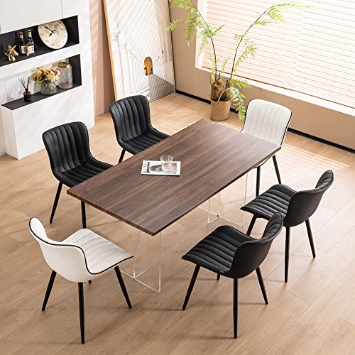JNS AVIATION Set of 2 Black Upholstered Mid-Century Dining Chairs with Metal Legs