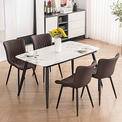 Brown Upholstered Dining Chairs Set of 2 for Kitchen & Dining Room