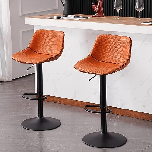 modern faux leather swivel bar stools for kitchen islands (set of 2)