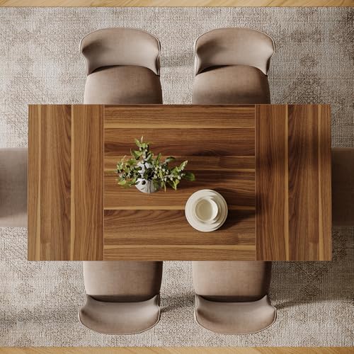 Tribesigns 55-Inch Mid-Century Modern Dining Table for 4-6, Brown Wood Rectangle with Sturdy Legs