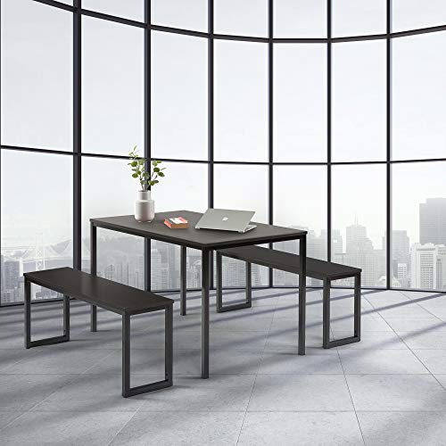 Zinus Louis Modern Soho Dining Table Set with Two Benches - Espresso