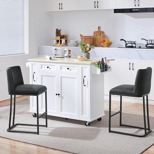Modern Leather Counter Height Bar Stools Set of 2 for Kitchen Counter