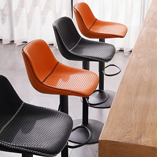 Modern Adjustable Faux Leather Bar Stools Set of 2 for Kitchen Islands