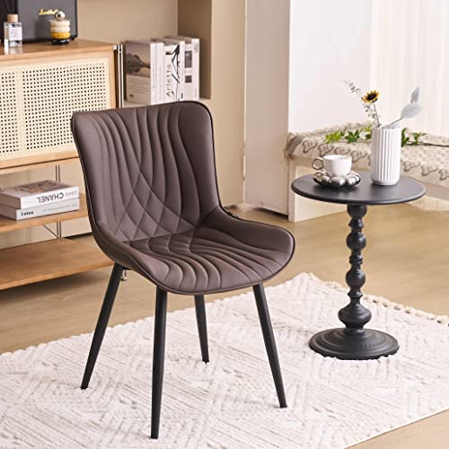 Classic Brown Upholstered Dining Chair Set of 2