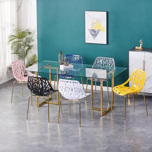 Set of 2 Elegant Navy Blue Dining Chairs with Gold Legs for Indoor/Outdoor Use