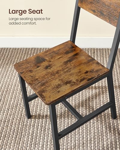 VASAGLE Rustic Wood & Metal Dining Chair Set - 4 Pieces, Comfortable, Easy Assembly