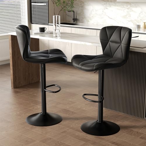 Modern Adjustable Swivel Bar Stools Set of 2 for Kitchen Island
