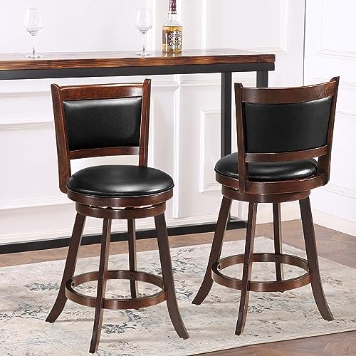 Ergomaster 2 Pack Swivel Bar Stools, 24" Counter Height Brown & Black