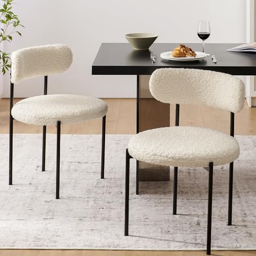 Modern Black and White Dining Chairs Set - Comfortable Upholstered Chairs for Dining Room (Set of 4)