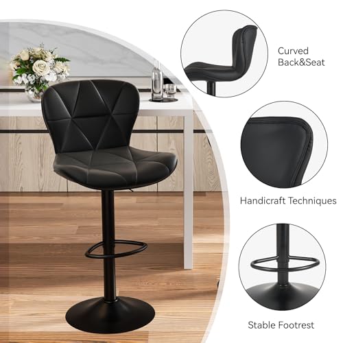 Modern Adjustable Swivel Bar Stools Set of 2 for Kitchen Island