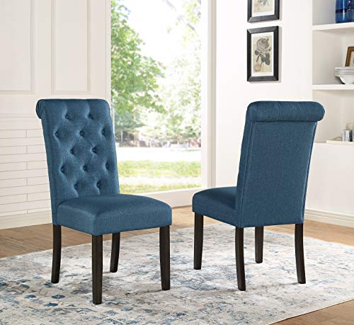 Roundhill Furniture Blue Tufted Parsons Dining Chair Set