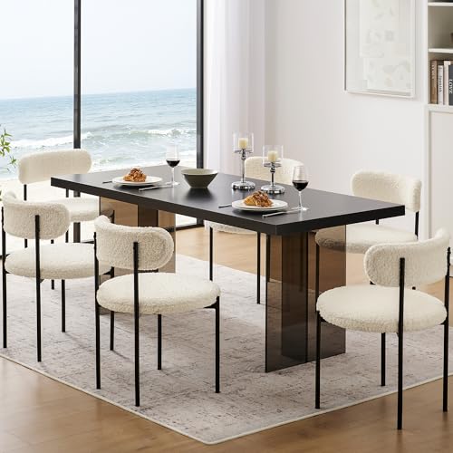 Modern Black and White Dining Chairs Set - Comfortable Upholstered Chairs for Dining Room (Set of 4)