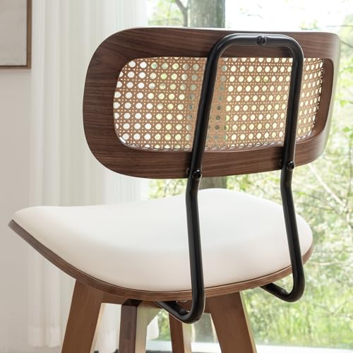 Swivel Rattan Bar Stools Set of 2 - Mid Century Modern Design for Kitchen or Bar