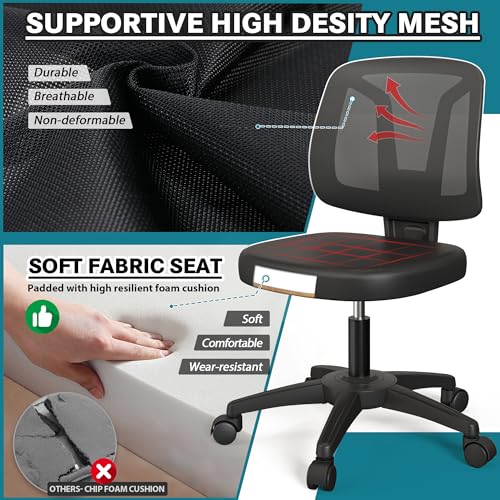 Ergonomic Swivel Chair for Small Spaces – Adjustable Height, Black