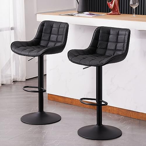 Black Bar Stools Set of 2 for Kitchen Islands