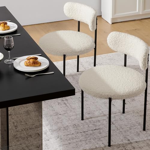 6 Modern Black and White Upholstered Dining Chairs for Kitchen & Dining Room