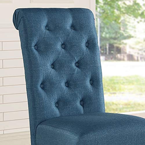 Set of 2 Blue Tufted Parsons Dining Chairs by Roundhill Furniture
