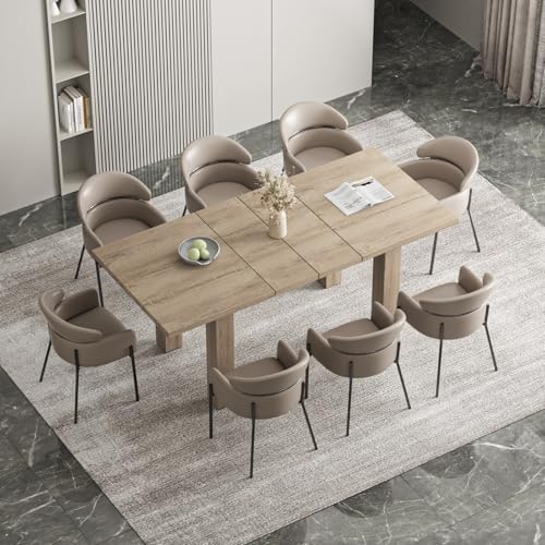 Vabches Extendable Mid-Century Modern Dining Table for 6-10 Guests