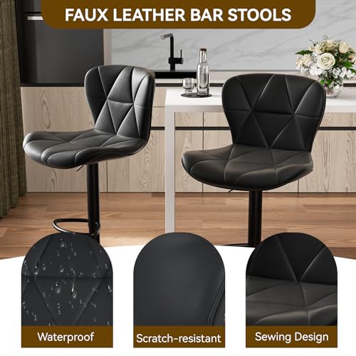Modern Adjustable Swivel Bar Stools Set of 2 for Kitchen Island