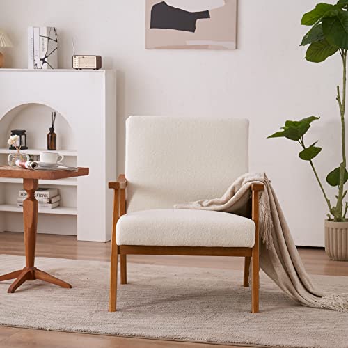 Karl Mid-Century Modern Creamy-White Accent Chair