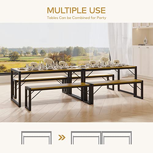Gizoon 45.5 Inch Retro Dining Table Set for 4 with 2 Benches