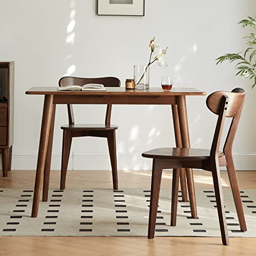 Mid-Century Modern Oak Dining Chairs with Curved Backrest, Walnut Finish (1)