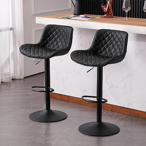 JNS AVIATION Modern White Faux Leather Swivel Bar Stools Set of 2