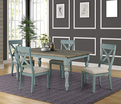 Roundhill Prato Blue and Tan Dining Chair Set