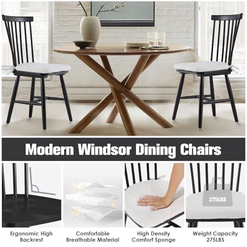 6-Piece Windsor Dining Chair Set, Black Kitchen/Dining Room