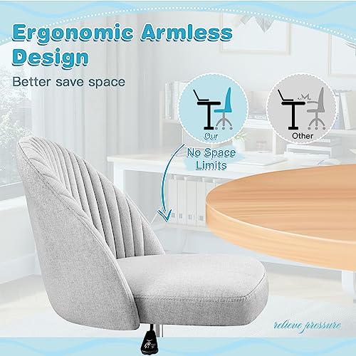 Modern Armless Office Chair (Grey) for Home Office or Desk Task