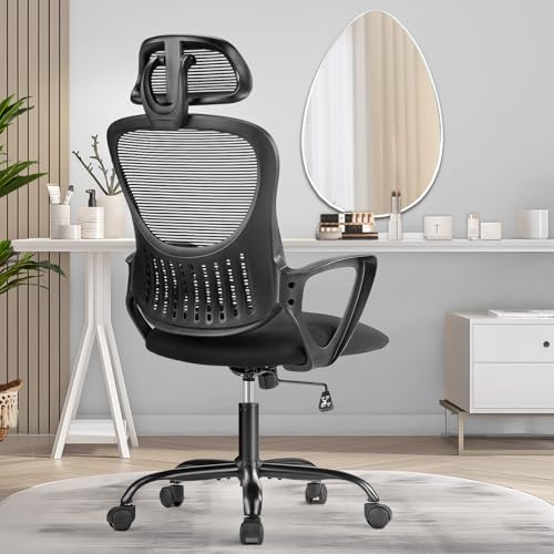 SMUG Ergonomic Desk Chair with Wheels and Headrest for Home Office, Gaming