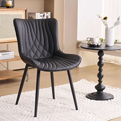 YOUTASTE Set of 2 Mid-Century Modern Black Dining Chairs