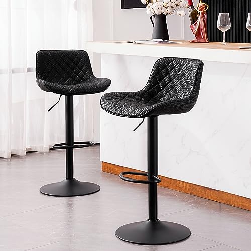 JNS AVIATION Adjustable Swivel Bar Stools Set of 2 - Modern White Faux Leather for Kitchen Island