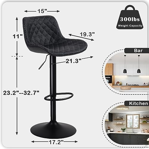 JNS AVIATION Adjustable Swivel Bar Stools Set of 2 - Modern White Faux Leather for Kitchen Island