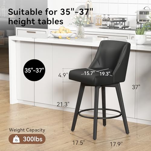 Set of 2 Swivel Bar Stools for Kitchen Island or Dining Room